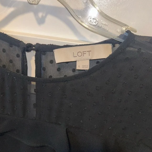 LOFT Black Long Sleeve Ruffle Dress - Picture 3 of 4